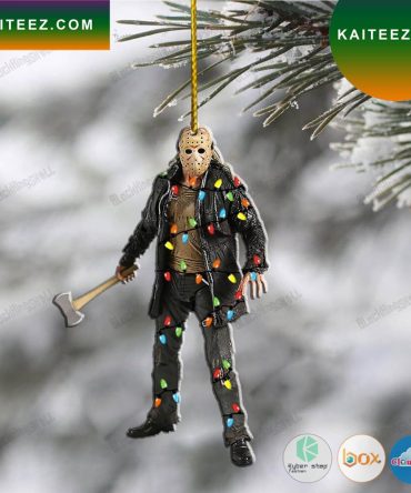 Hockey Mask Jason Voorhees Holding Hammer Led Lights Christmas Ornament