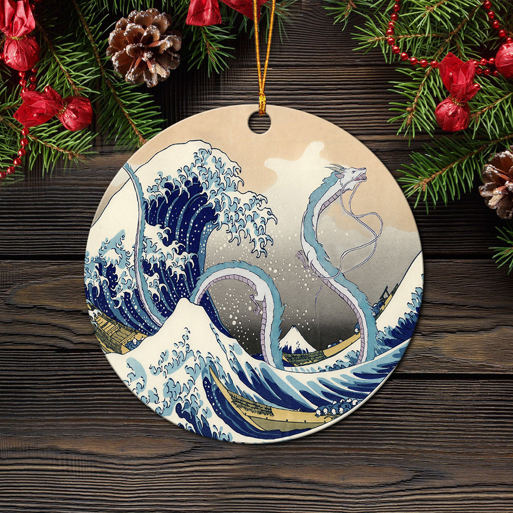 Haku Dragon Ghibli Studio Spirited Away The Great Wave Ceramic Ornament Perfect Gift For Holiday - Image 2