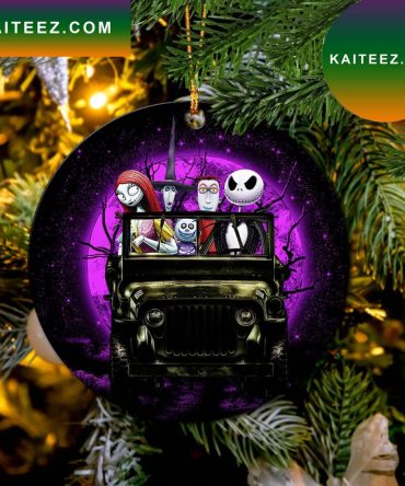 Halloween Nightmare Before Christmas Moonlight Drive Jeep Funny Mica Circle Ornament Perfect Gift For Holiday