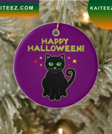 Happy Halloween Black Cat Tree Decor Gift Friends Ornament