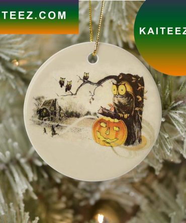 Happy Halloween Owl Jack O' Lantern Pumpkin Tree  Ornament