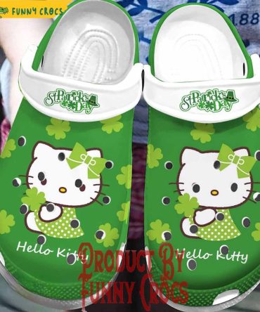Happy Patrick Day Hello Kitty Green Cartoon Crocs For Adults - Discover Comfort And Style Clog Shoes Unisex Clogs Garden Shoes