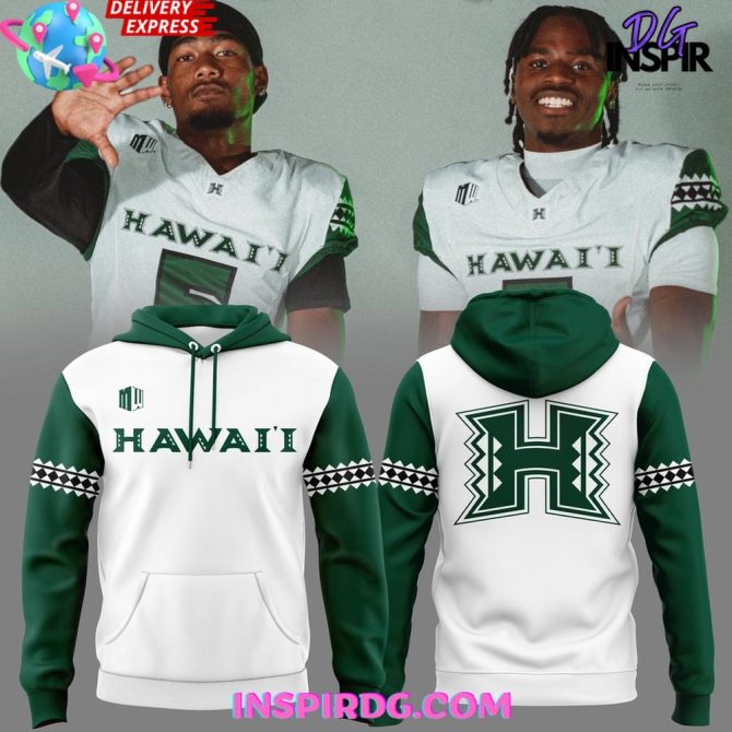 Hawaii Rainbow Warriors Football 2025 White All Over Print Hoodie