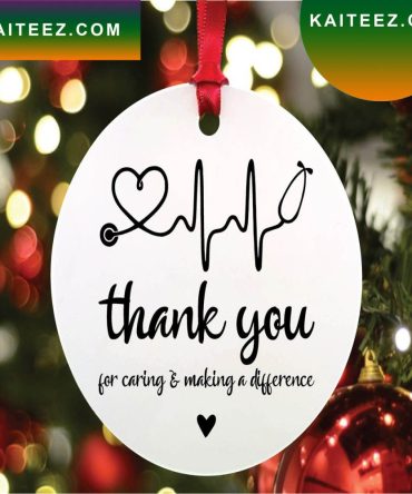 Heart Stethoscope Nurse Thank You Christmas Ornament