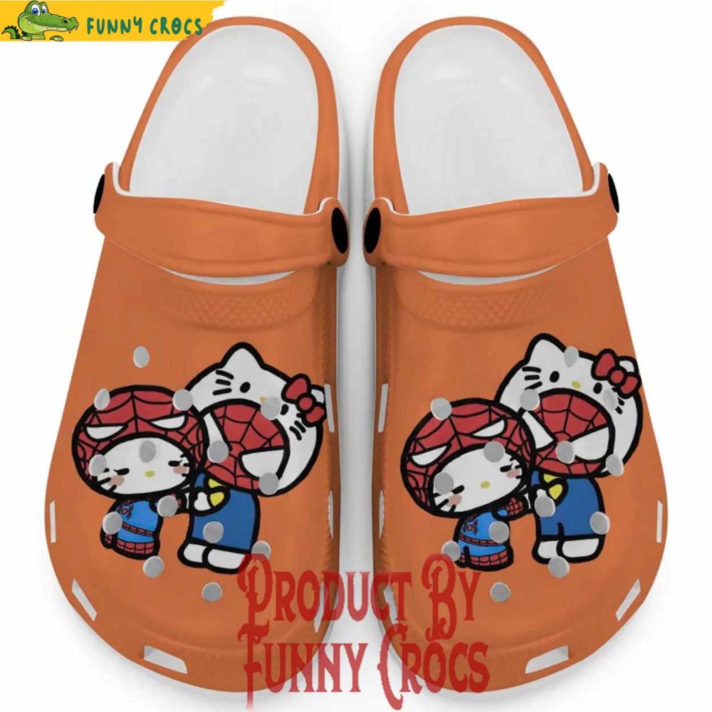 Hello Kitty And My Melody Cosplay Spiderman Orange Crocs Shoes - Discover Comfort And Style Clog Shoes Unisex Clogs Garden Shoes