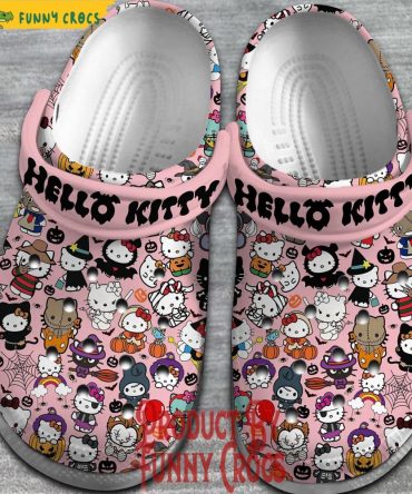 Hello Kitty Halloween Pattern Pink Crocs - Discover Comfort And Style Clog Shoes Unisex Clogs Garden Shoes