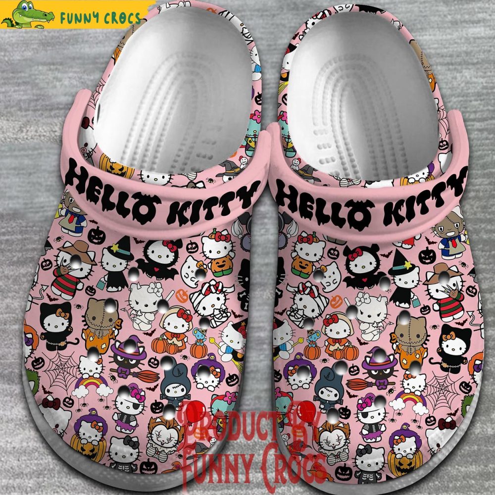 Hello Kitty Halloween Pattern Pink Crocs - Discover Comfort And Style Clog Shoes Unisex Clogs Garden Shoes