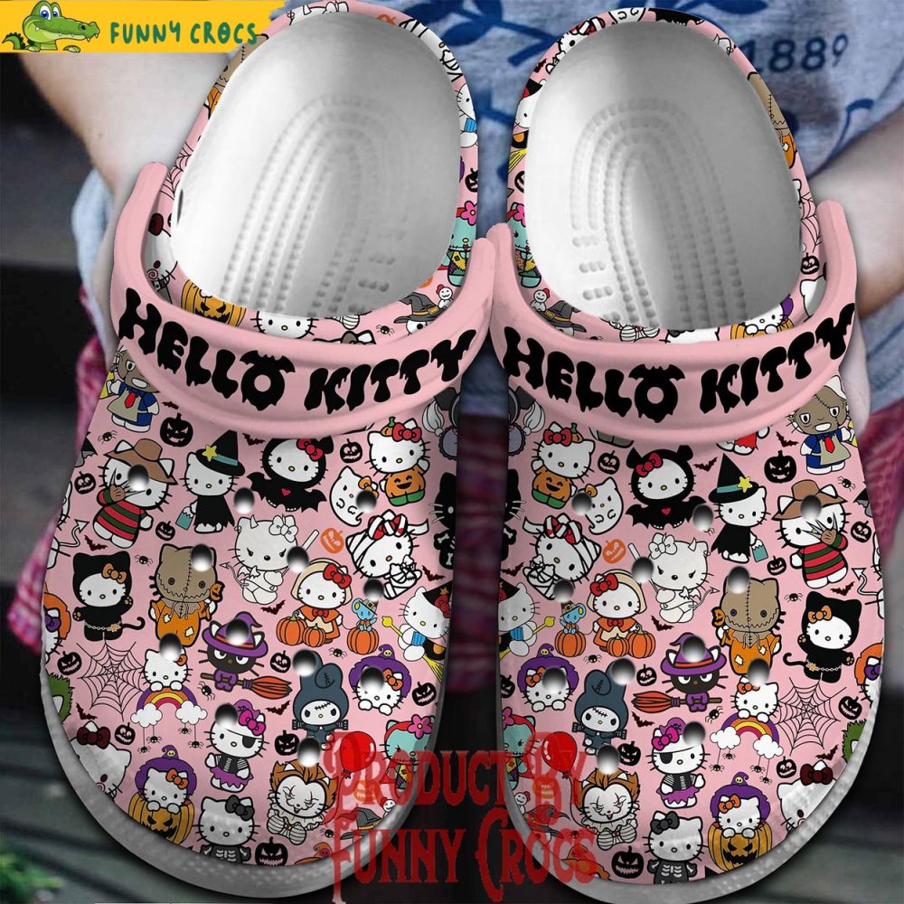 Hello Kitty Halloween Pattern Pink Crocs - Discover Comfort And Style Clog Shoes Unisex Clogs Garden Shoes - Image 2