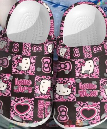 Hello Kitty Pattern Black And Pink Crocs - Discover Comfort And Style Clog Shoes Unisex Clogs Garden Shoes