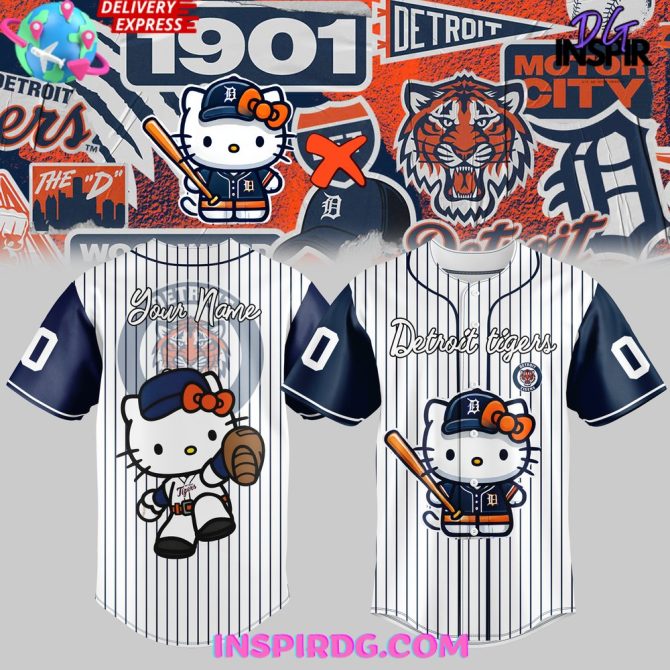 Hello Kitty X Detroit Tigers 2024 Custom Baseball Jersey