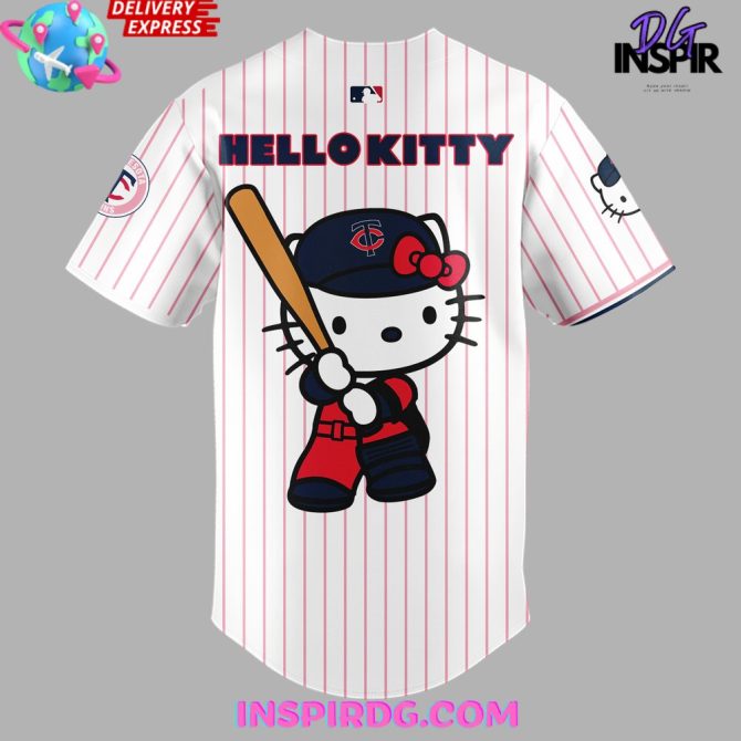Hello Kitty X Minnesota Twins 2024 Stripe Baseball Jersey - Image 3