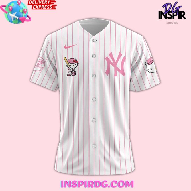 Hello Kitty X New York Yankees 2024 Pink Baseball Jersey - Image 2