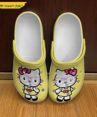 Hello Kitty X Pink Glasses So Cute Yellow Crocs - Discover Comfort And Style Clog Shoes Unisex Clogs Garden Shoes