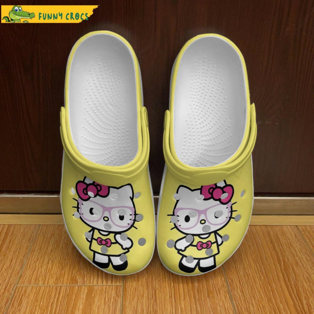 Hello Kitty X Pink Glasses So Cute Yellow Crocs - Discover Comfort And Style Clog Shoes Unisex Clogs Garden Shoes