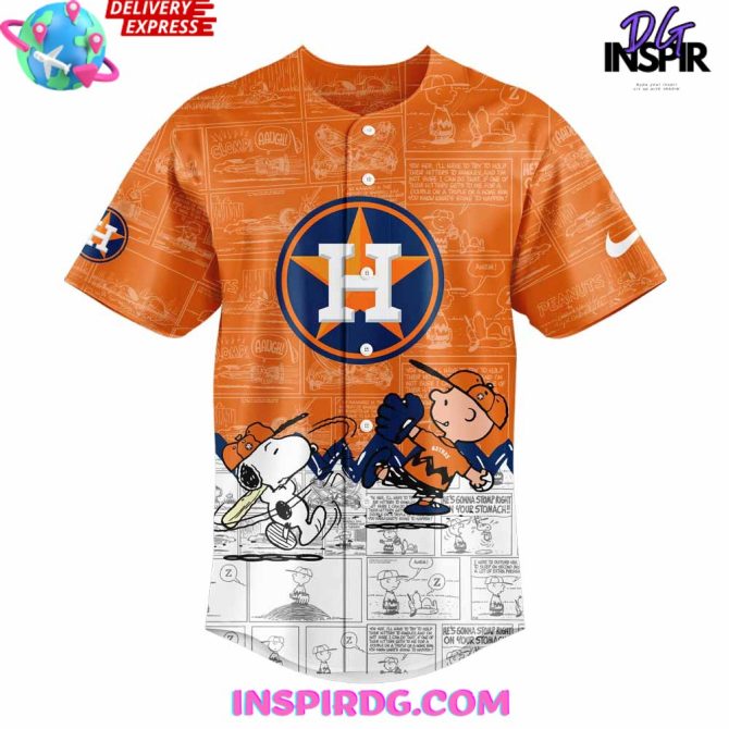 Houston Astros 75Th Anniversary Of Peanuts Special Baseball Jersey - Image 2