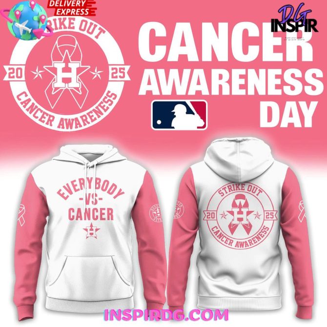 Houston Astros Strike Out 2025 Cancer Awareness All Over Print Hoodie