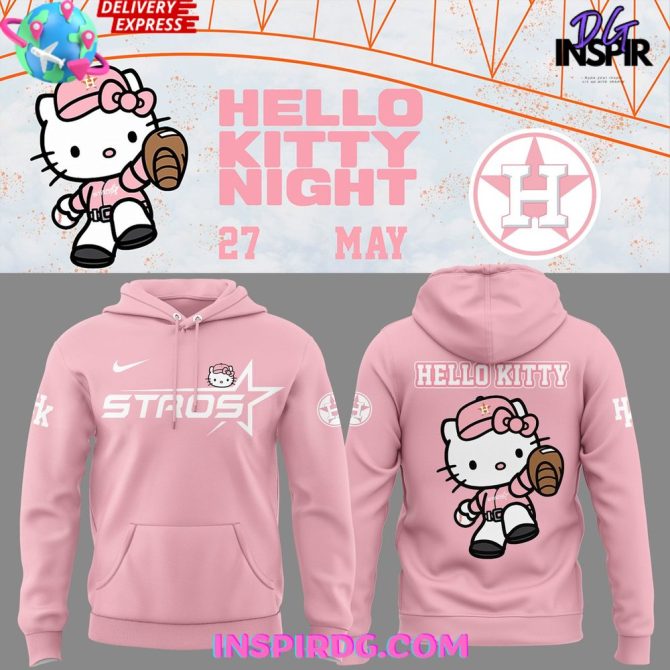 Houston Astros The Next Frontier X Hello Kitty 2025 Pink All Over Print Hoodie
