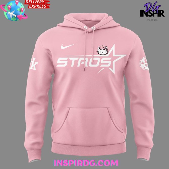 Houston Astros The Next Frontier X Hello Kitty 2025 Pink All Over Print Hoodie - Image 2