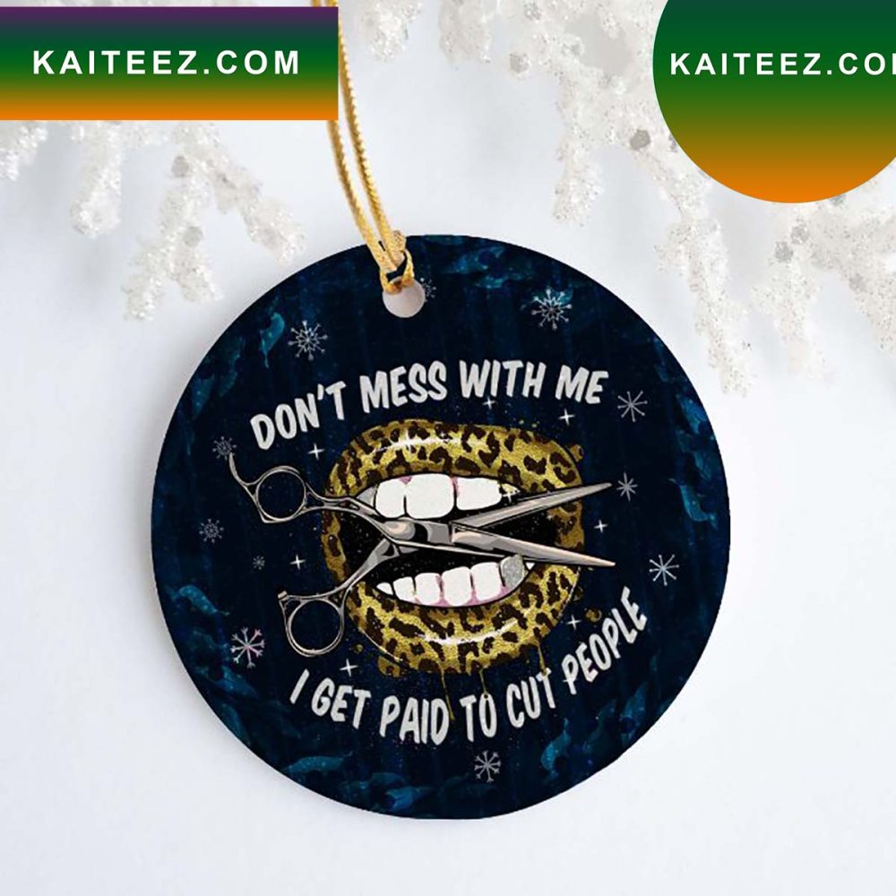 I Get Paid To Cut People Barber Stylist Leopard Christmas Ornament