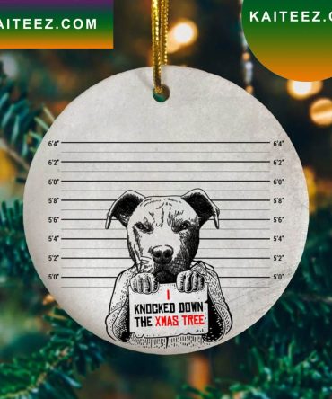 I Knocked Down The Christmas Ative Funny Pitbull Christmas Ornament