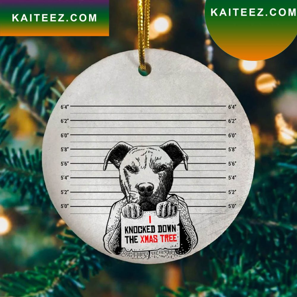 I Knocked Down The Christmas Ative Funny Pitbull Christmas Ornament
