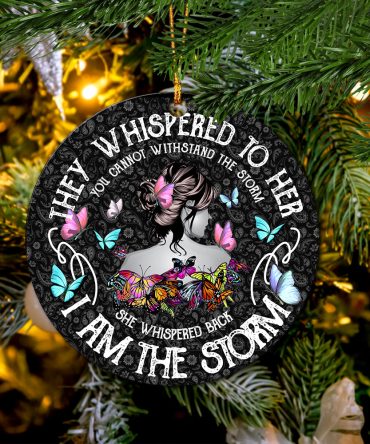 I Am The Storm They Whispered To Her Car Spare Tire Cover Gift For Campers Ceramic Ornament Perfect Gift For Holiday