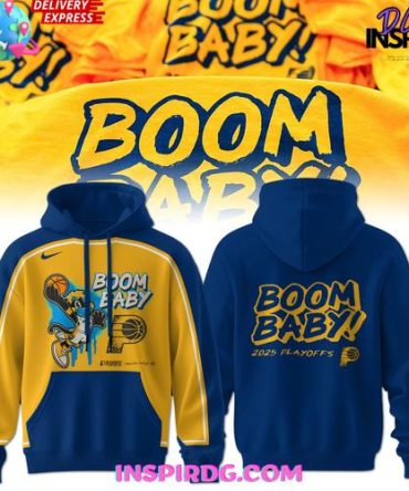Indiana Pacers Boom Baby 2025 Playoffs All Over Print Hoodie