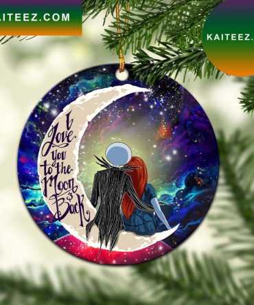 Jack And Sally Nightmare Before Christmas Love You To The Moon Galaxy Mica Circle Ornament Perfect Gift For Holiday
