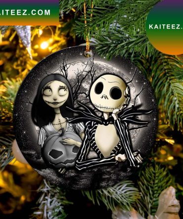 Jack And Sally Nightmare Before Christmas Moonlight Mica Circle Ornament Perfect Gift For Holiday