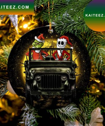 Jack Nightmare Before Christmas And Grinch Ride Jeep Moonlight Hallowwen Mica Circle Grinch Decorations Outdoor Ornament