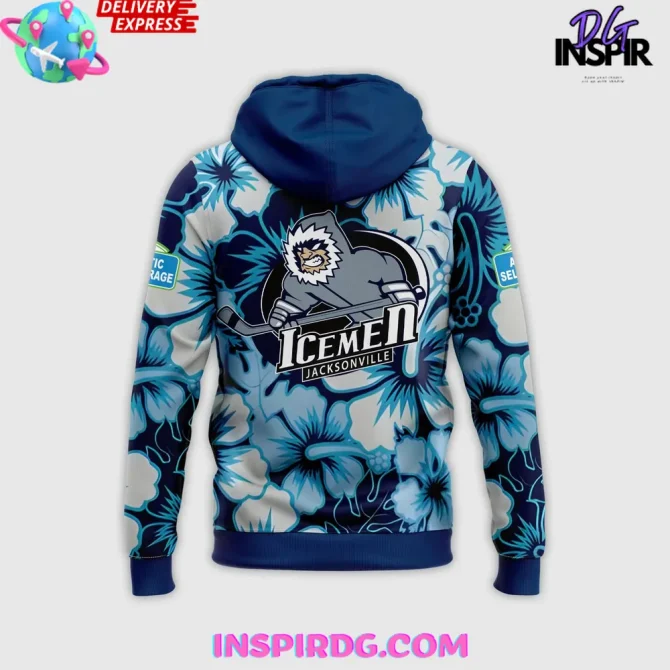 Jacksonville Icemen Season Worn Warm Up 2025 All Over Print Hoodie - Image 3