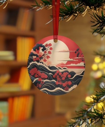 Japanese Ukiyo E Ceramic Christmas Ornament Perfect Gift For Holiday