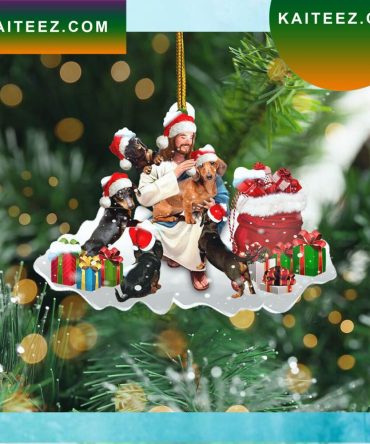 Jesus And Dachshunds Dog Lover Christian Jesus Christmas Ornament