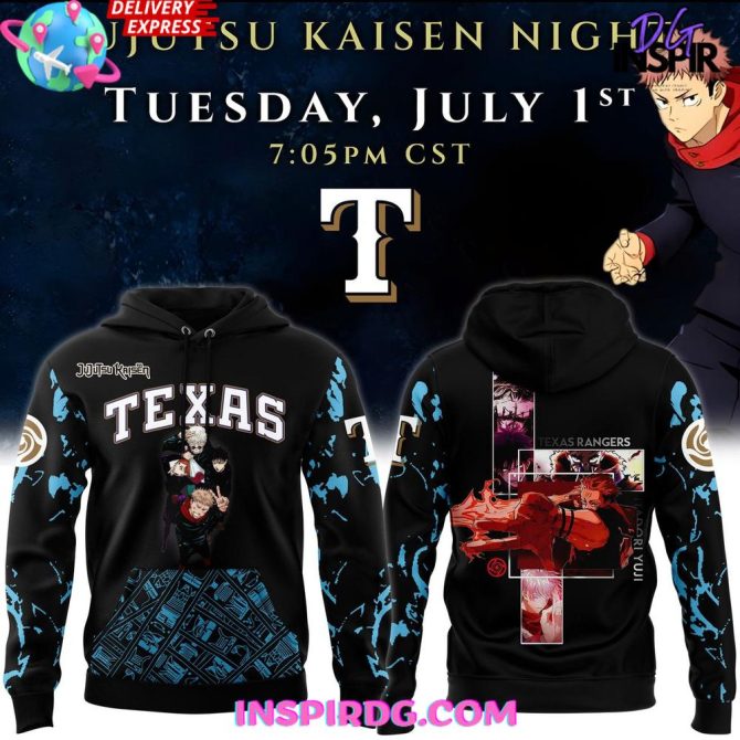 Jujutsu Kaisen X Texas Rangers Special All Over Print Hoodie