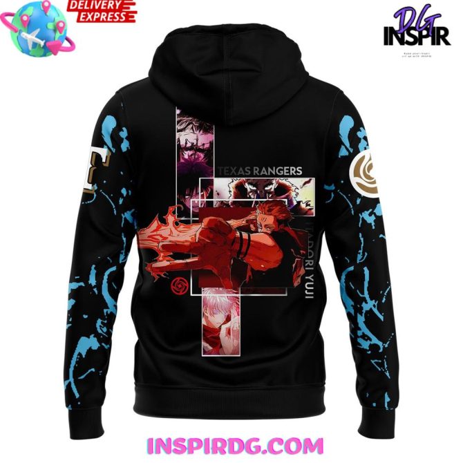 Jujutsu Kaisen X Texas Rangers Special All Over Print Hoodie - Image 3
