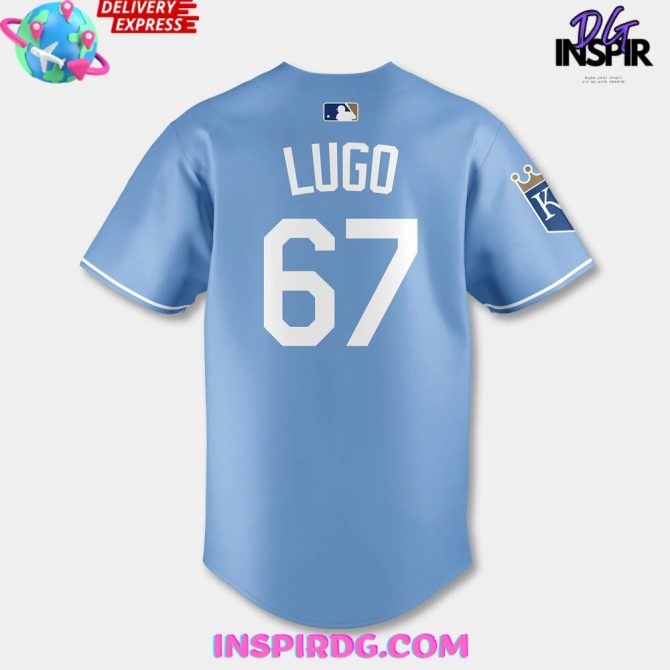 Kansas City Royals Lugo Light Blue Baseball Jersey - Image 5