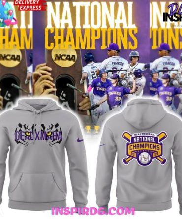 Lsu Tigers Geauxmaha 2025 College World Series Champions Gray All Over Print Hoodie