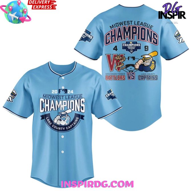 Lake County Captains Midwest League Champions 2024 Baseball Jersey - Image 2