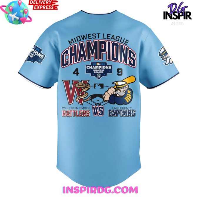 Lake County Captains Midwest League Champions 2024 Baseball Jersey - Image 4