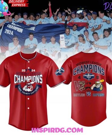 Lake County Captains Midwest League Champions 2024 Red Baseball Jersey
