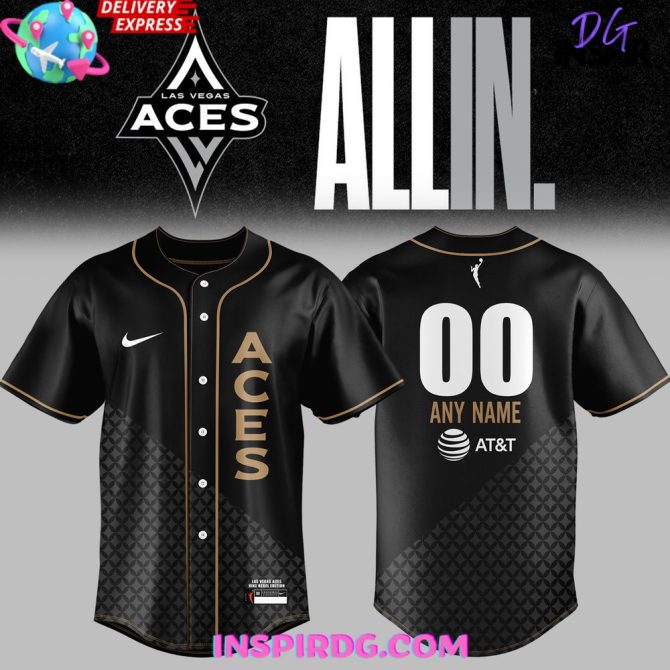 Las Vegas Aces All In 2024 Gold Baseball Jersey