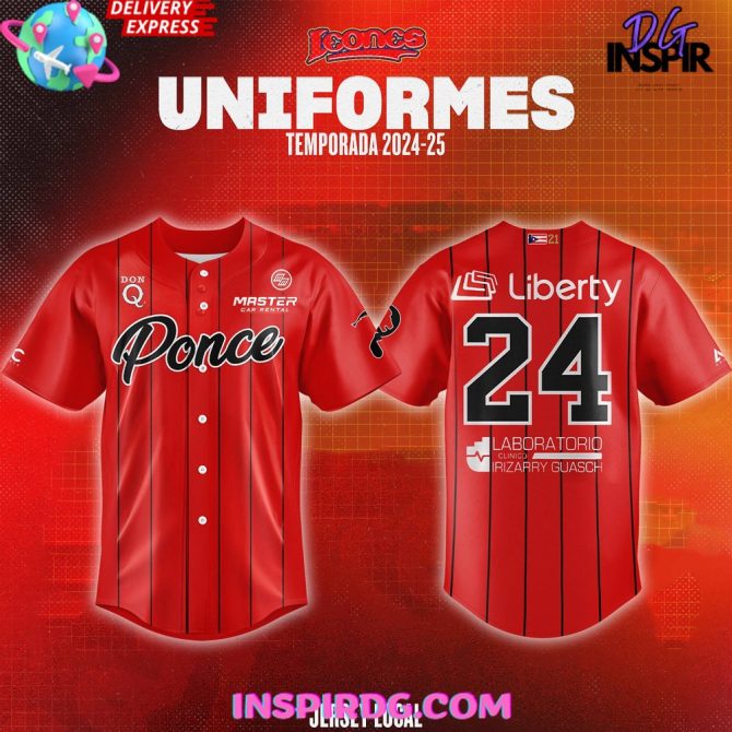 Leones De Ponce Lbprc Uniformes Temporada 2024/25 Red Baseball Jersey