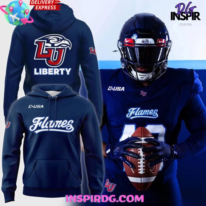 Liberty Flames Football Navy Uniform All Over Print Hoodie