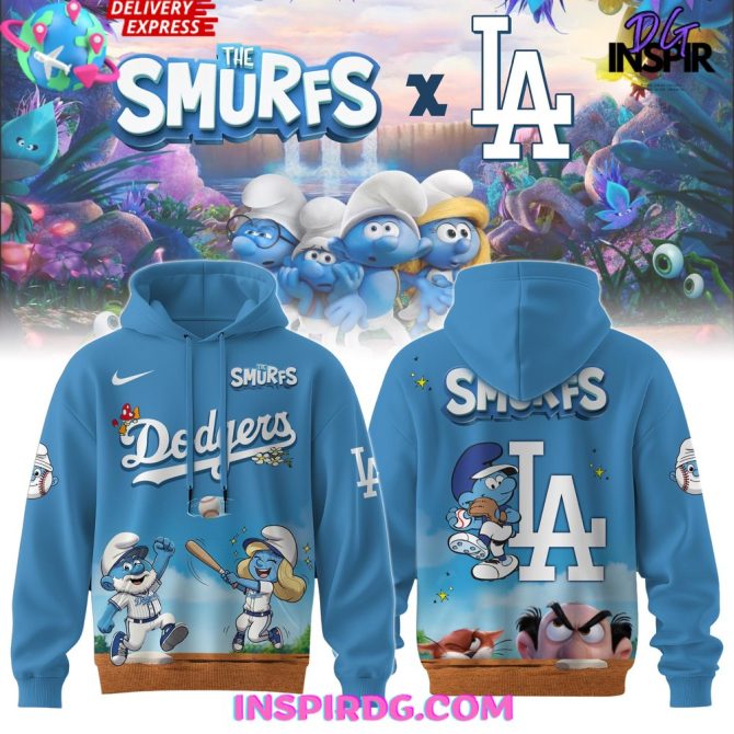 Los Angeles Dodgers Mlb X The Smurfs Night Special Edition All Over Print Hoodie