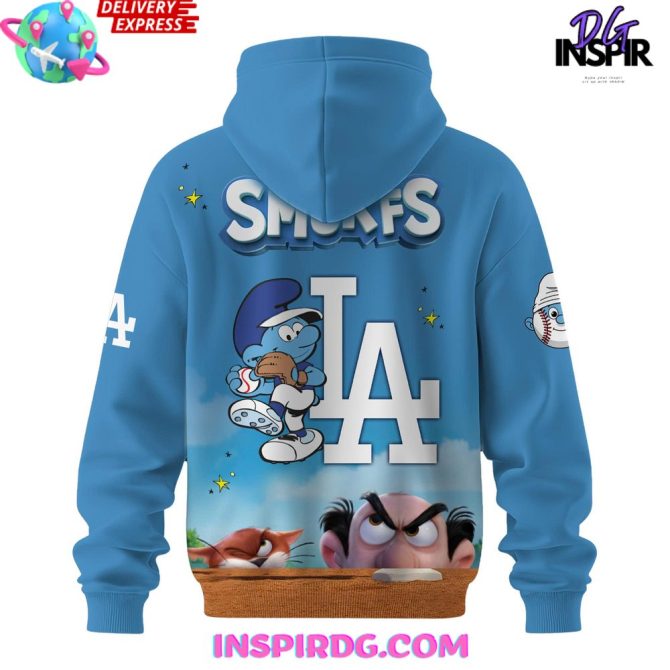 Los Angeles Dodgers Mlb X The Smurfs Night Special Edition All Over Print Hoodie - Image 3