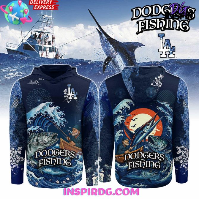 Los Angeles Dodgers X Wave Hunter Fishing Limited All Over Print Hoodie