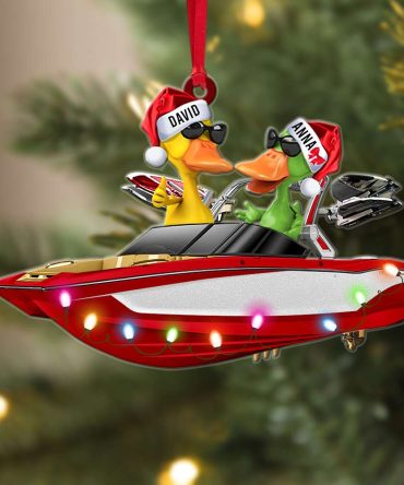 Wakeboarding Duck Journey Personalized Custom Shape Ornament