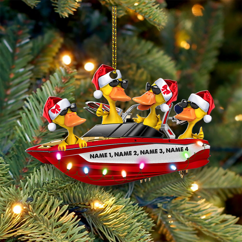 Wakeboarding Ducks - Personalized Christmas Ornament - Gifts For Wakeboarder