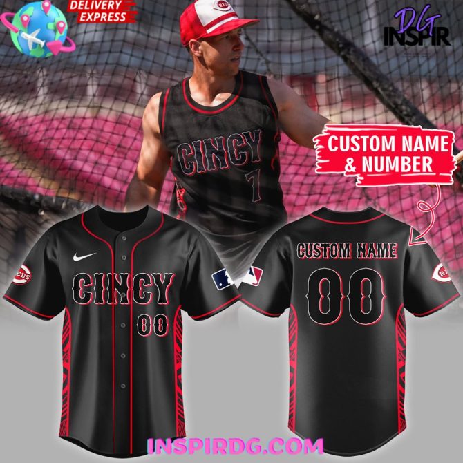 Mlb Cincinnati Reds Red Black Stripped Baseball Jersey
