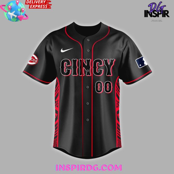 Mlb Cincinnati Reds Red Black Stripped Baseball Jersey - Image 2